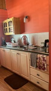 a kitchen with a sink and a counter top at La Casita at Ankobra Farm 