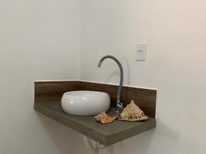 ein Waschbecken auf einer Theke mit einem Waschbecken in der Unterkunft Nature and Comfort House with Pool 10 people 1h from SP in São Roque