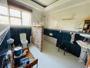 a bathroom with a toilet and a sink at Giving Hands Homestay in Arusha +27 photos