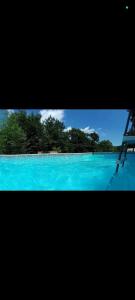 a view of a swimming pool with a ladder at Bongalow bamboo in San Giorgio a Liri