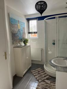 a bathroom with a shower and a toilet and a sink at La Douce Angevine in Angers +15 photos