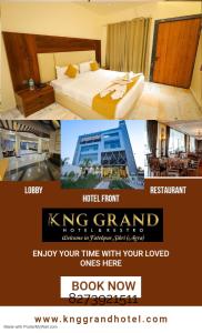 a collage of three pictures of a hotel room at Hotel KNG Grand in Fatehpur Sīkri