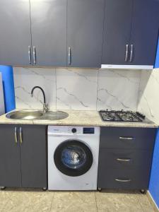 a kitchen with a washing machine and a sink at Urban Harmony in Tsalka