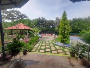 a view of a garden with a pool at SR Farm Stay in Turkapally +3 photos