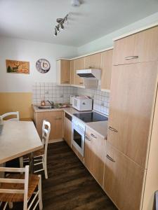 Kuchyň nebo kuchyňský kout v ubytování Ferienhaus Dönschten
