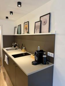 Kuchyň nebo kuchyňský kout v ubytování Zentrales Studio-Appartment mit Terrasse