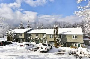 een huis vol sneeuw met een auto voor de deur bij Outdoors, Hiking, Skiing Mountain Vacation Getaway in Tannersville