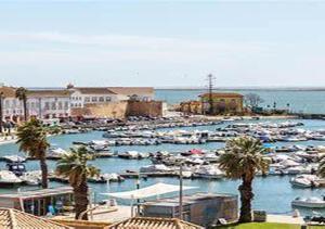 a harbor filled with lots of boats in the water at Divine Room in Faro
