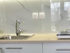 a kitchen with a sink and a counter top at Olgica lux in Pojate