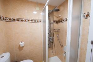 een badkamer met toilet en douche bij Apartament La Plana in Campdevánol +29 foto's