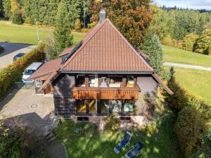 an overhead view of a house with a roof at Altes Forsthaus Kniebis in Freudenstadt