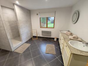 a bathroom with a sink and a shower at Olhain - La Parenthèse in Fresnicourt-le-Dolmen +3 photos