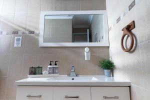 a bathroom with a white sink and a mirror at BeachBums Hideaway in Luquillo +10 photos