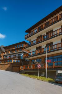a building with a no entry sign in front of it at Apartmán MONTARA in Donovaly