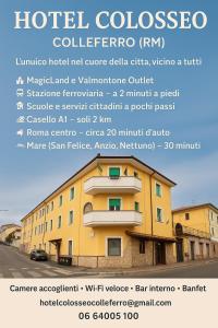 a flyer for a hotel colosseo building at Hotel Colosseo Colleferro in Colleferro