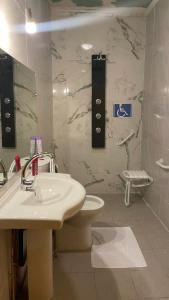 a bathroom with a sink and a toilet at Château de Clairefontaine du XVIIIème siècle à Garchizy in Garchizy