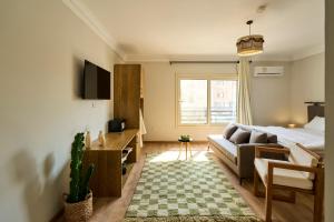 Μια τηλεόραση ή/και κέντρο ψυχαγωγίας στο New Cairo cozy Apartment