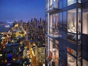 a view of a city skyline from a skyscraper at Global Luxury Suites at Sky in New York