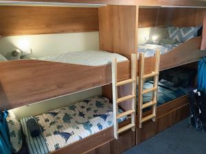 a couple of bunk beds in a room at Adventure Taupō Hostel in Taupo +9 photos