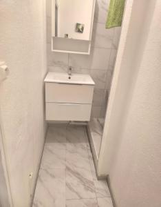 une salle de bain avec un lavabo et un miroir dans l'établissement Le Stud, à Belfort