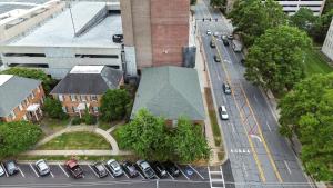 an overhead view of a city street with cars parked at NEW LISTING The Townie Retreat - Walk to Stadium in Athens