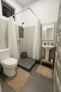 a bathroom with a toilet and a sink at Caza Villana in Rodrigues Island