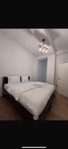 プリズレンにあるIn Time Apartmentのベッドルーム(天井の白い大型ベッド1台付)