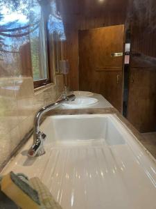 a bathroom with a tub and a sink at Pine Marten Bar Glenmore Pods in Aviemore +19 photos