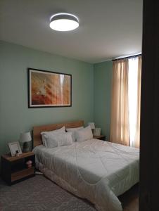 a bedroom with a large bed and a window at 2 Bed Inside Tilisi 