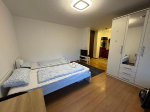 Postel nebo postele na pokoji v ubytování Mini Apartment Saarlouis + 1 fotografie