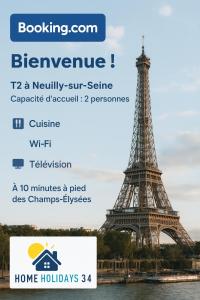 a picture of the eiffel tower at Appartement T2 à Neuilly in Neuilly-sur-Seine