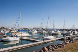 a bunch of boats docked in a harbor at Scarborough Stays - Sleeps 8 by the Beachside in Scarborough