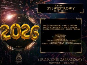 a flyer for a party with fireworks in the background at Folkowy Dworek SPA & Fun in Murzasichle
