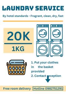 a flyer for a laundry service with a picture of a stove at Vitalis Riverside Hotel in Danang