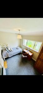 a bedroom with a bed and a desk and a window at Guest House in Dublin 4 in Blackrock +2 photos