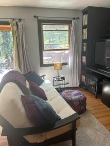 a living room with a couch and a television at Gorgeous Coal Creek Canyon Guest Suite in Coal Creek +37 photos