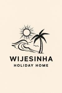 a logo for a holiday home with a palm tree and the sun at Wijesingha Holiday Home in Weligama
