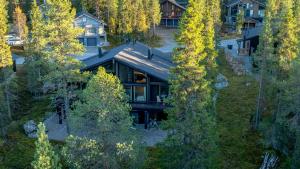 レヴィにあるModern High-Quality 4BR Villa in Levi Next to Ski Slopesの森の中の家の空中写真