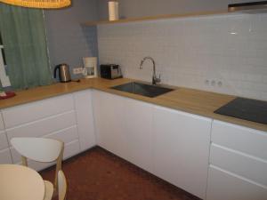 a kitchen with a sink and a counter top at la villa rose in Saint-Trojan-les-Bains