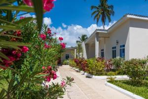 a row of houses with flowers and palm trees at Coconut Breeze Apartments in Kiwengwa