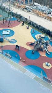 an aerial view of a water park with slides at Новая Евродвушка&Комфорт КЖБИ in Kostanay