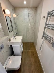 Koupelna v ubytování Marios laiko apartamentai Juodkrantėje