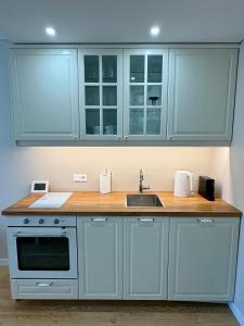 Kuchyň nebo kuchyňský kout v ubytování Marios laiko apartamentai Juodkrantėje