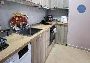 uma cozinha com pia e bancada em Flor Apartment em Pogradec