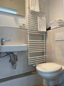 a bathroom with a white toilet and a sink at Ferienwohnung-Neuwerk in Baltrum