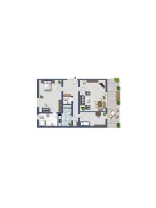 a floor plan of the apartment with furniture at Ferienwohnung-Helgoland in Baltrum