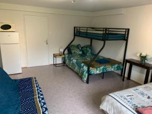 a bedroom with two bunk beds in a room at Chambre Spacieuse pour Familles ou Groupes 5 Pers plus Bébé in Hoenheim