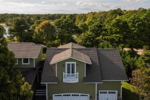 an aerial view of a house at Private Lake and Hiking, The Loft at Haven in Cape May Court House