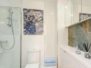 a bathroom with a toilet and a painting on the wall at 2 Bed in Bideford 79441 in Bideford +9 photos