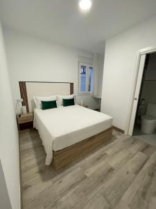 a bedroom with a large bed and a bathroom at Paseo Malecón Hab in Monforte de Lemos +7 photos